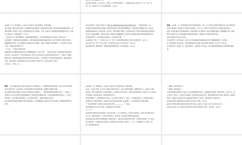 （广东地区）中考语文总复习 第二部分 阅读 专题十 名著阅读（试题部分）课件-人教版初中九年级全册语文课件