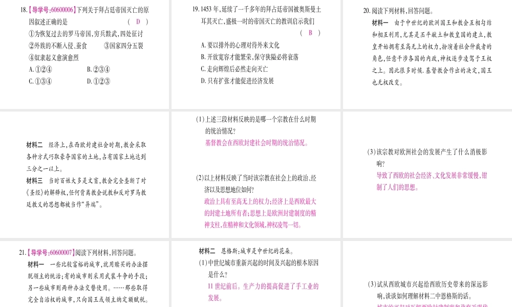 （广西专版）九年级历史上册 第5课 中古欧洲社会习题课件 新人教版-新人教版初中九年级上册历史课件