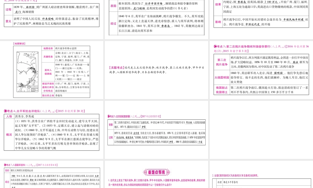（广西北部湾专版）中考历史总复习 第一篇 考点系统复习 八上 第1单元 侵略与发展课件 新人教版-新人教版初中九年级全册历史课件