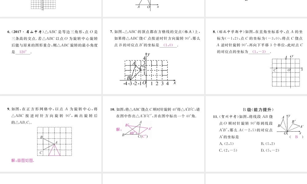 （成都专版）春八年级数学下册 第3章 图形的平移与旋转 2 图形的旋转 第2课时 旋转作图作业课件 （新版）北师大版-（新版）北师大版初中八年级下册数学课件