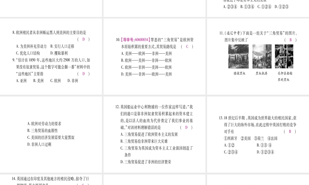 （广西专版）九年级历史上册 第15课 血腥的资本积累习题课件 新人教版-新人教版初中九年级上册历史课件
