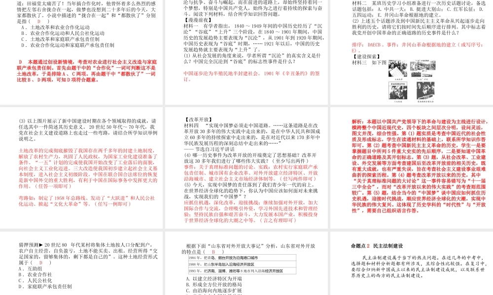 （德州专版）中考历史总复习 第一部分 系统复习 成绩基石 主题十二 建设有中国特色的社会主义课件-人教版初中九年级全册历史课件