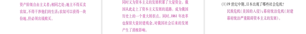 （广西专版）九年级历史上册 第19课 俄国、日本的历史转折习题课件 新人教版-新人教版初中九年级上册历史课件