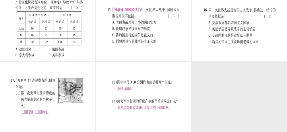 （广西专版）九年级历史上册 第21课 第一次世界大战习题课件 新人教版-新人教版初中九年级上册历史课件