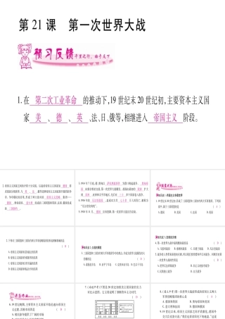 （广西专版）九年级历史上册 第21课 第一次世界大战习题课件 新人教版-新人教版初中九年级上册历史课件