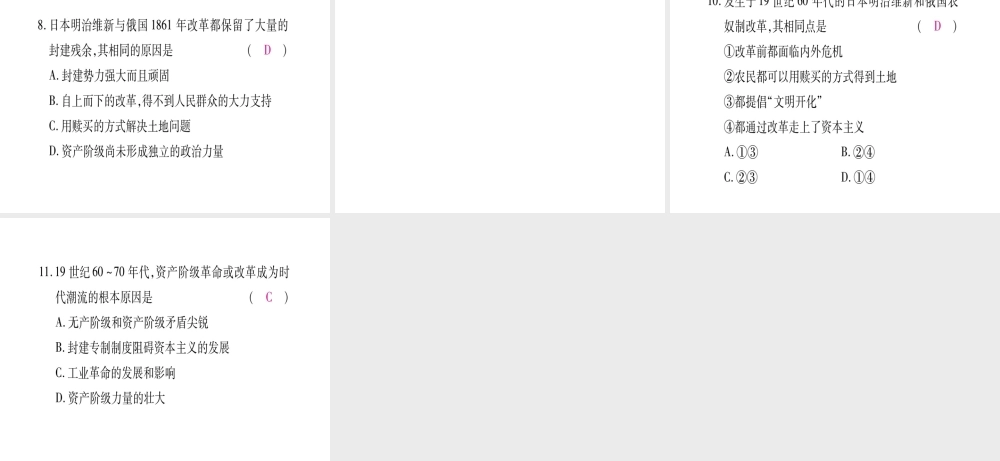 （广西专版）九年级历史上册 专题一 资产阶级革命和改革习题课件 新人教版-新人教版初中九年级上册历史课件