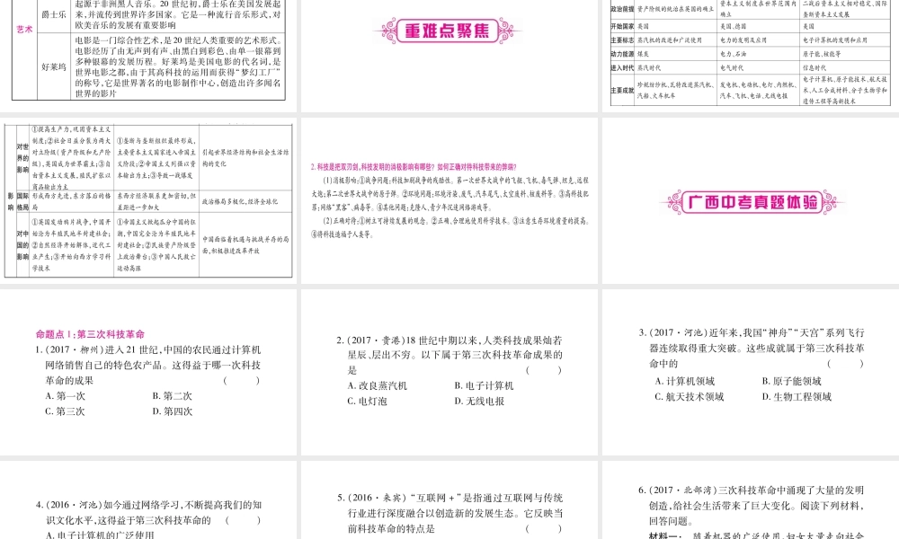 （广西北部湾专版）中考历史总复习 第一篇 考点系统复习 九下 第8单元课件 新人教版-新人教版初中九年级全册历史课件