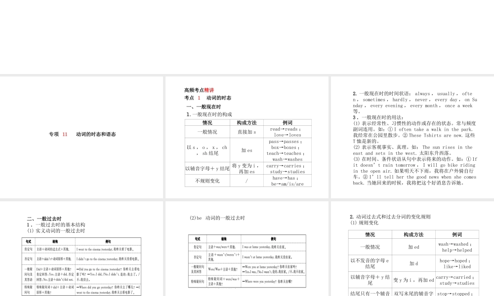 （德州专版）中考英语总复习 第二部分 专项语法 高效突破 专项11 动词的时态和语态课件-人教版初中九年级全册英语课件