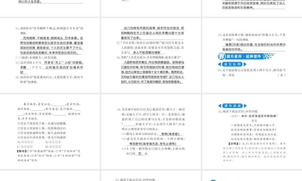 （广西专版）九年级语文上册 第三单元 第13课 诗词三首习题课件 新人教版-新人教版初中九年级上册语文课件