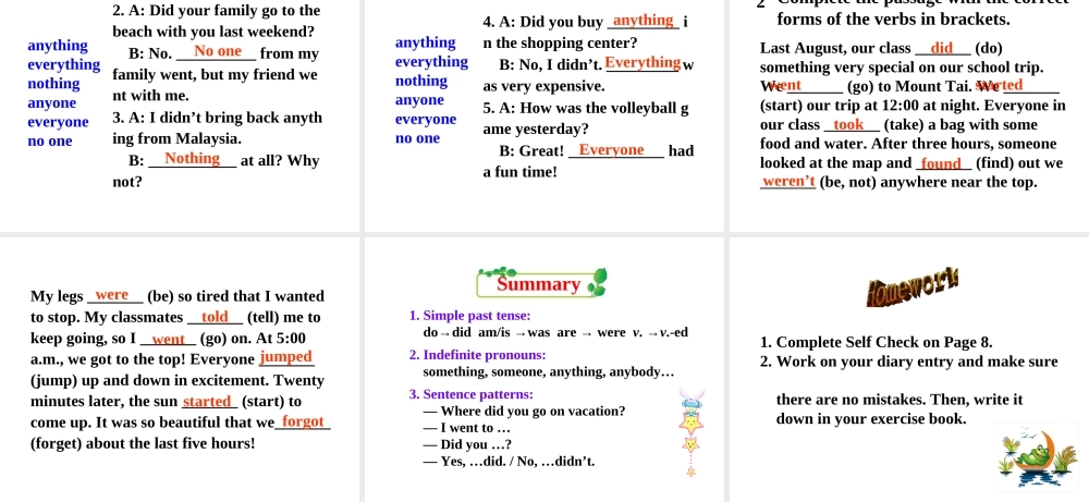 （成都专版）秋八年级英语上册 Unit 1 Where did you go on vacation Section B（3a-Self Check）教学课件 （新版）人教新目标版-（新版）人教新目标版初中八年级上册英语课件