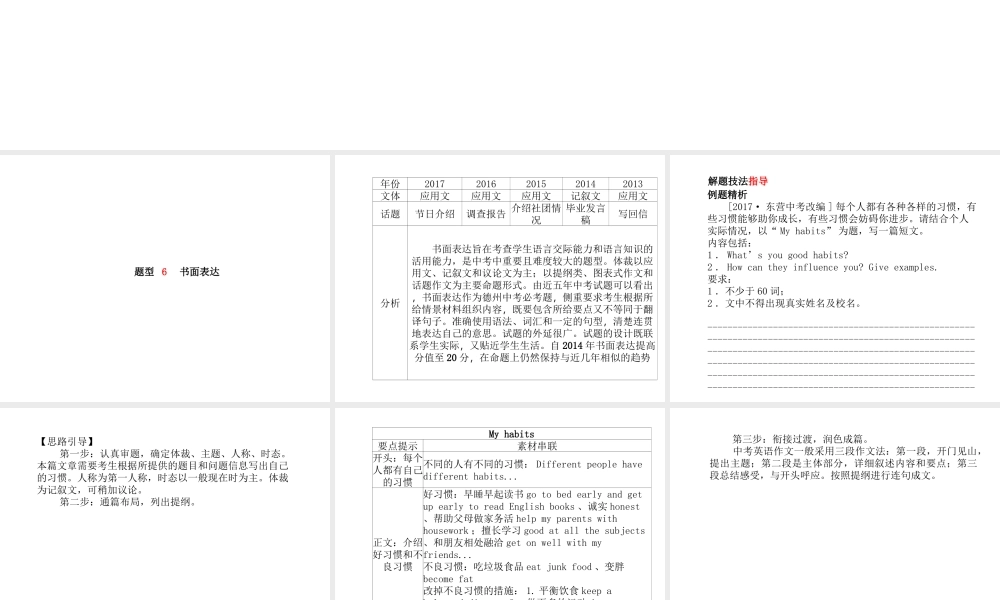 （德州专版）中考英语总复习 第三部分 题型研析 高分保障 题型六 书面表达课件-人教版初中九年级全册英语课件