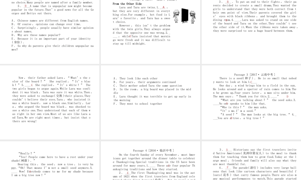 （德州专版）中考英语总复习 第三部分 题型研析 高分保障 题型三 短文还原课件-人教版初中九年级全册英语课件