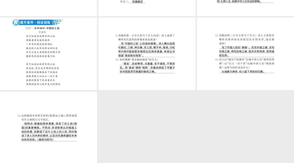 （广西专版）九年级语文上册 第一单元 第2课 我爱这土地习题课件 新人教版-新人教版初中九年级上册语文课件