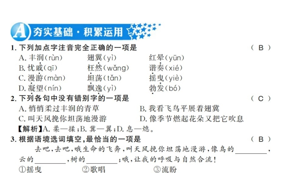 （广西专版）九年级语文上册 第一单元 第5课 我看习题课件 新人教版-新人教版初中九年级上册语文课件