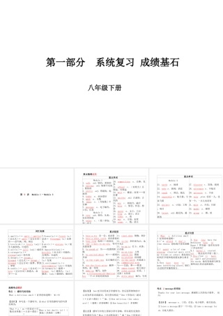 （德州专版）中考英语总复习 第一部分 系统复习 成绩基石 八下 第9讲 Module 1-Module 3课件-人教版初中九年级全册英语课件