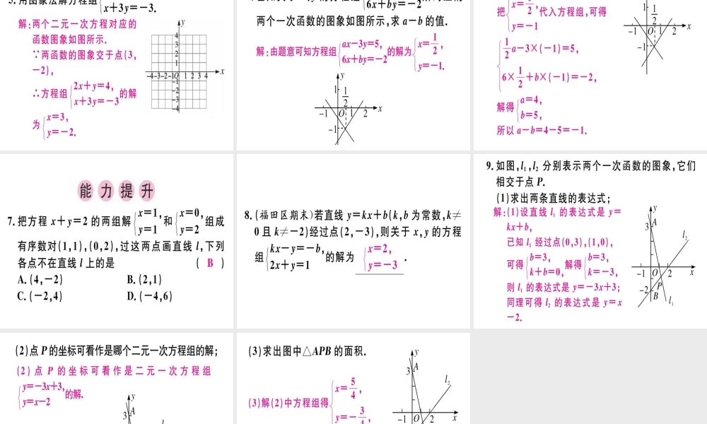 （广东专级数学上册 第五章《二元一次方程组》5.6 二元一次方程与一次函数习题讲评课件 （新版）北师大版-（新版）北师大级上册数学课件