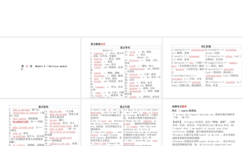 （德州专版）中考英语总复习 第一部分 系统复习 成绩基石 八下 第12讲 Module 9-Revision Module B课件-人教版初中九年级全册英语课件