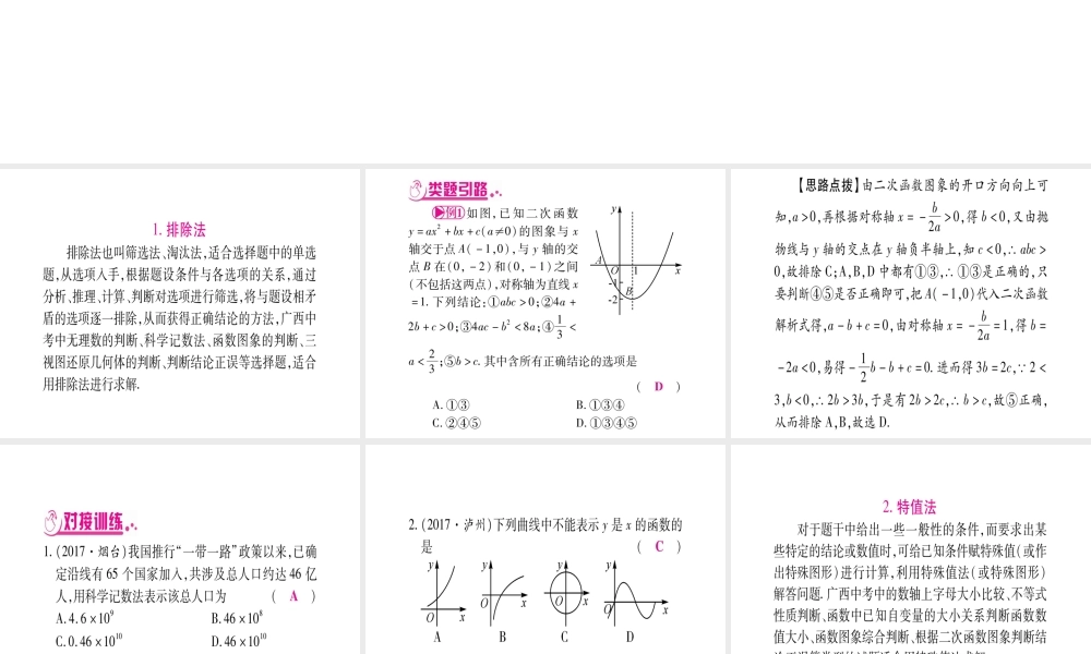 （广西北部湾专版）中考数学总复习 第三轮 压轴题突破 1、选填题压题技巧课件 新人教版-新人教版初中九年级全册数学课件