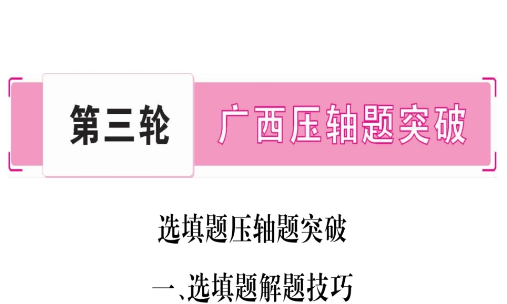 （广西北部湾专版）中考数学总复习 第三轮 压轴题突破 1、选填题压题技巧课件 新人教版-新人教级全册数学课件