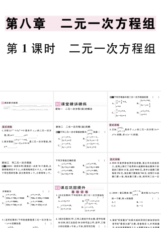 （广东级数学下册 第八章 二元一次方程组 8.1 二元一次方程组习题课件（新版）新人教版-（新版）新人教级下册数学课件