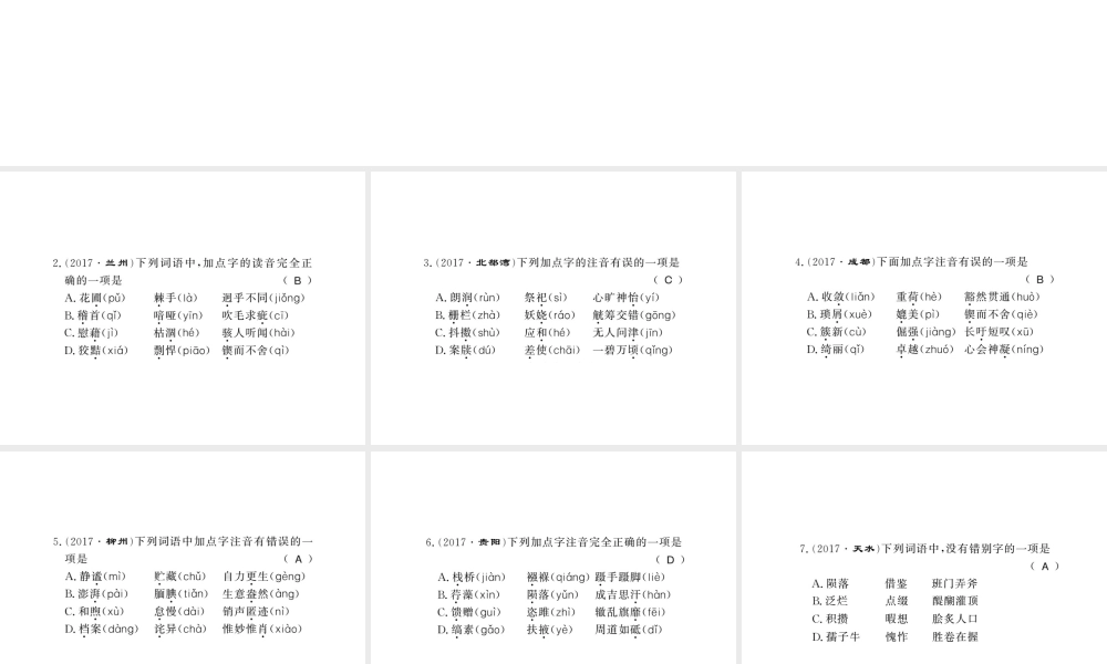 （广西专版）九年级语文上册 专题一习题课件 新人教版-新人教版初中九年级上册语文课件