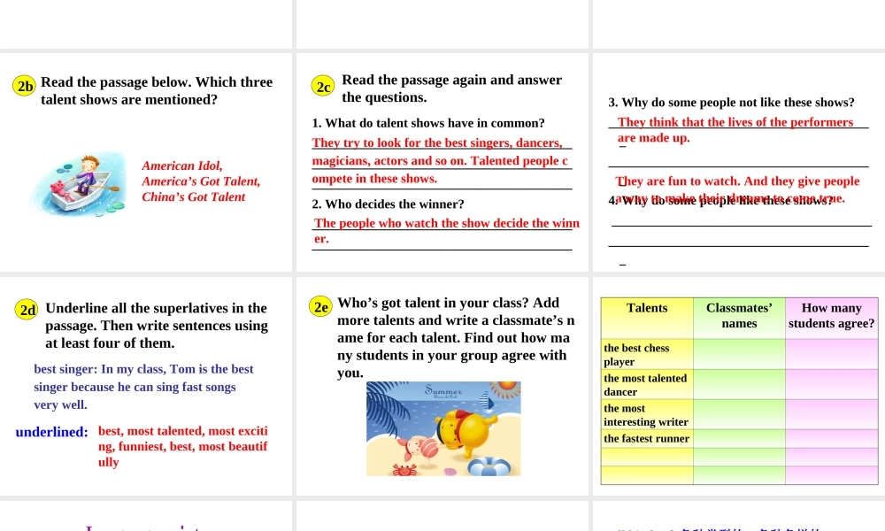 （成都专版）秋八年级英语上册 Unit 4 What’s the best movie theater Section B（2a-2e）教学课件 （新版）人教新目标版-（新版）人教新目标版初中八年级上册英语课件