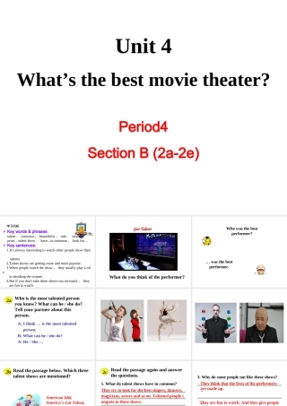 （成都专版）秋八年级英语上册 Unit 4 What’s the best movie theater Section B（2a-2e）教学课件 （新版）人教新目标版-（新版）人教新目标版初中八年级上册英语课件