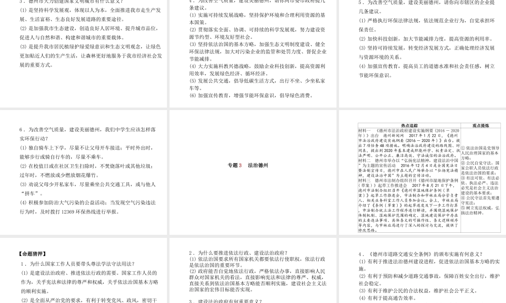 （德州专版）中考政治 第二部分 突破重点专题 赢取考场高分 板块七 家乡建设课件-人教版初中九年级全册政治课件