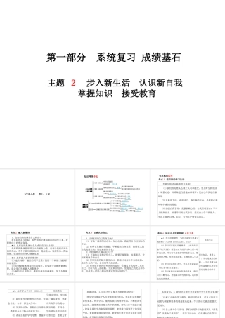 （德州专版）中考政治 第一部分 系统复习 成绩基石 主题2 步入新生活 认识新自我课件-人教版初中九年级全册政治课件