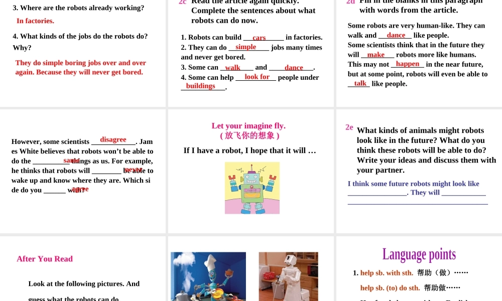 （成都专版）秋八年级英语上册 Unit 7 Will people have robots Section B（2a-2e）教学课件 （新版）人教新目标版-（新版）人教新目标版初中八年级上册英语课件