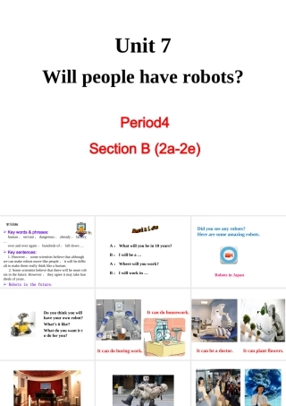 （成都专版）秋八年级英语上册 Unit 7 Will people have robots Section B（2a-2e）教学课件 （新版）人教新目标版-（新版）人教新目标版初中八年级上册英语课件