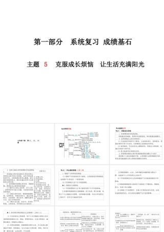 （德州专版）中考政治 第一部分 系统复习 成绩基石 主题5 克服成长烦恼 让生活充满阳光课件-人教版初中九年级全册政治课件