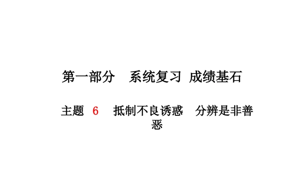（德州专版）中考政治 第一部分 系统复习 成绩基石 主题6 抵制不良诱惑 分辨是非善恶课件-人教版初中九年级全册政治课件