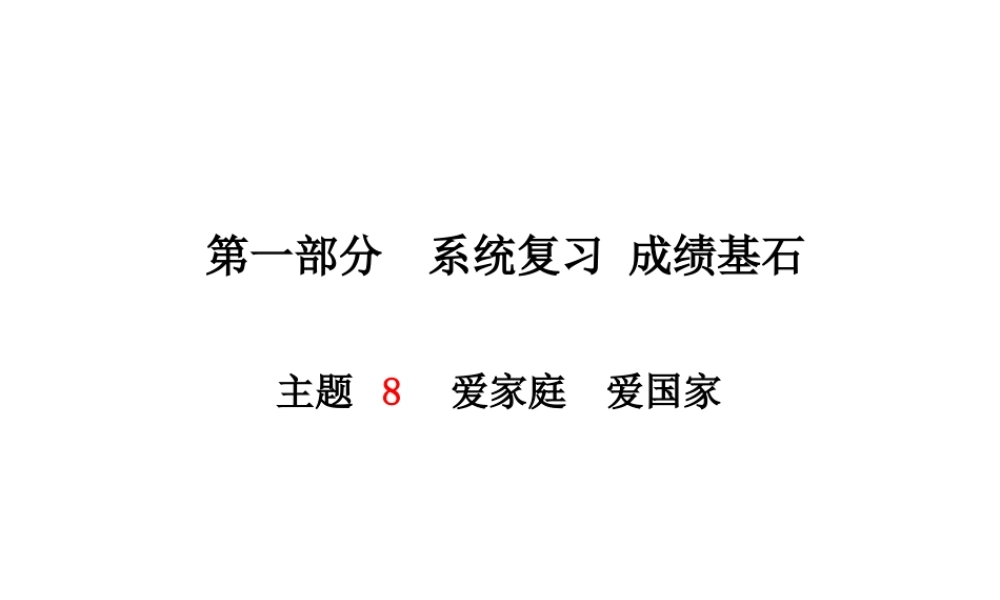 （德州专版）中考政治 第一部分 系统复习 成绩基石 主题8 爱家庭 爱国家课件-人教版初中九年级全册政治课件