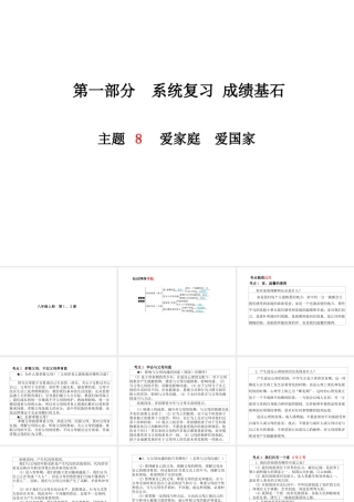 （德州专版）中考政治 第一部分 系统复习 成绩基石 主题8 爱家庭 爱国家课件-人教版初中九年级全册政治课件