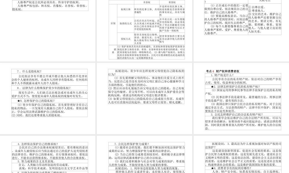 （德州专版）中考政治 第一部分 系统复习 成绩基石 主题10 依法保护我们的权利(人身权、财产权、消费者权)课件-人教版初中九年级全册政治课件