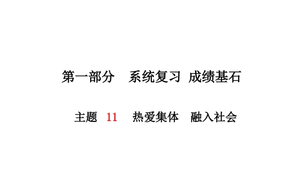 （德州专版）中考政治 第一部分 系统复习 成绩基石 主题11 热爱集体 融入社会课件-人教版初中九年级全册政治课件