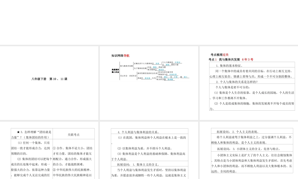 （德州专版）中考政治 第一部分 系统复习 成绩基石 主题11 热爱集体 融入社会课件-人教版初中九年级全册政治课件