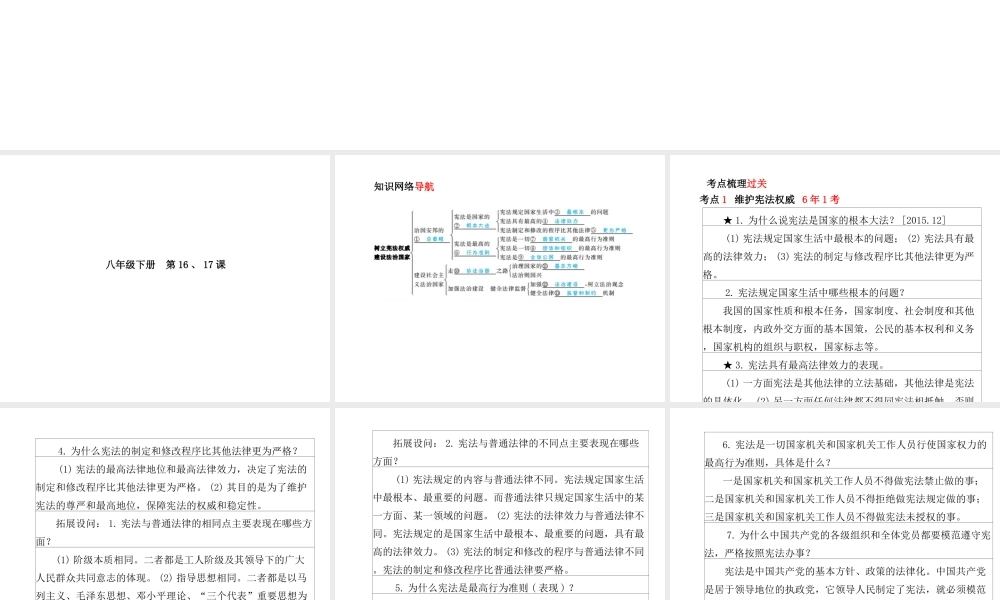 （德州专版）中考政治 第一部分 系统复习 成绩基石 主题12 树立宪法权威 建设法治国家课件-人教版初中九年级全册政治课件