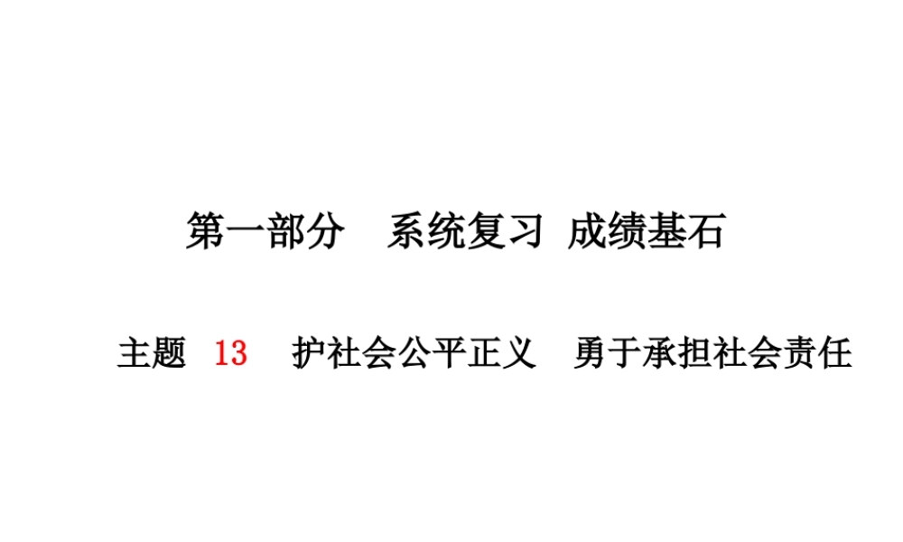 （德州专版）中考政治 第一部分 系统复习 成绩基石 主题13 护社会公平正义 勇于承担社会责任课件-人教版初中九年级全册政治课件