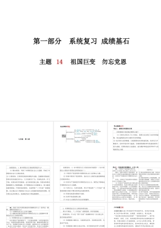 （德州专版）中考政治 第一部分 系统复习 成绩基石 主题14 祖国巨变 勿忘党恩课件-人教版初中九年级全册政治课件