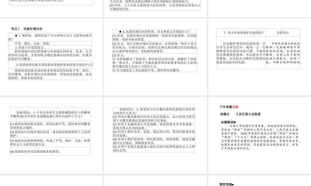 （德州专版）中考政治 第一部分 系统复习 成绩基石 主题16 完善政治制度 实现当家做主课件-人教版初中九年级全册政治课件
