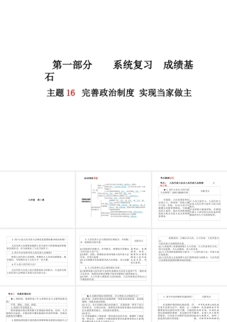 （德州专版）中考政治 第一部分 系统复习 成绩基石 主题16 完善政治制度 实现当家做主课件-人教版初中九年级全册政治课件