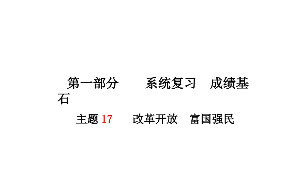 （德州专版）中考政治 第一部分 系统复习 成绩基石 主题17 改革开放 富国强民课件-人教版初中九年级全册政治课件