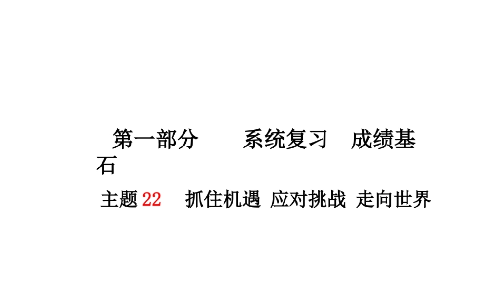 （德州专版）中考政治 第一部分 系统复习 成绩基石 主题22 抓住机遇 应对挑战 走向世界课件-人教版初中九年级全册政治课件