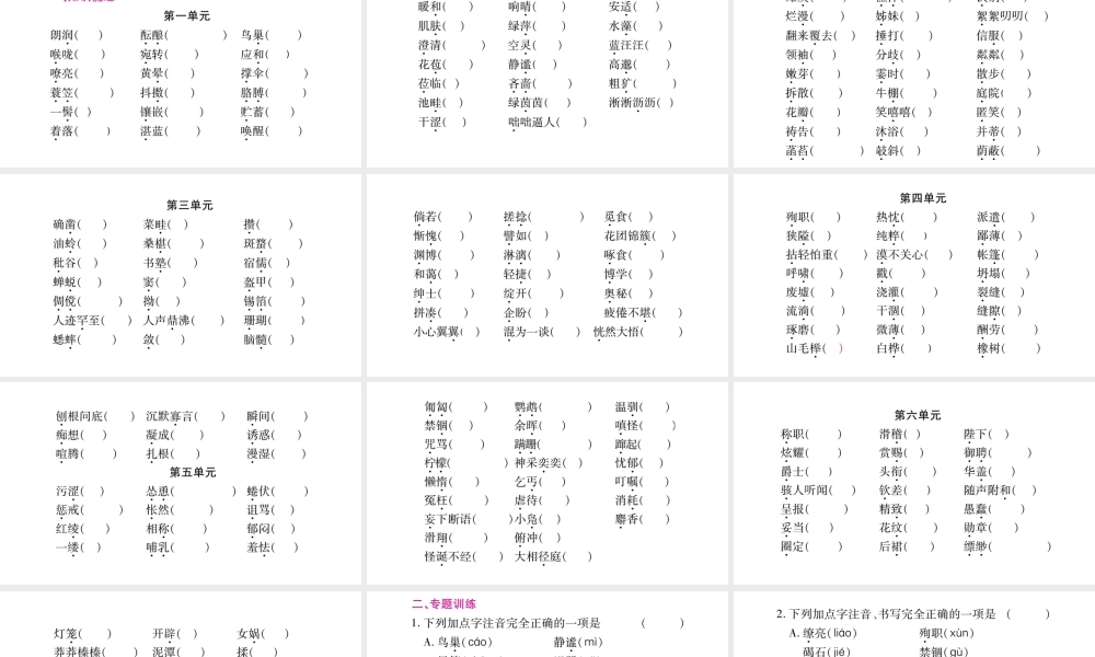 （广西专版）七年级语文上册 期末复习专题1 语音汉字课件 新人教版-新人教版初中七年级上册语文课件