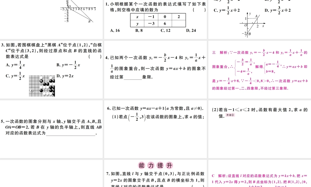 （广东级数学下册 第十九章 一次函数 第8课时 一次函数习题课件 （新版）新人教版-（新版）新人教级下册数学课件
