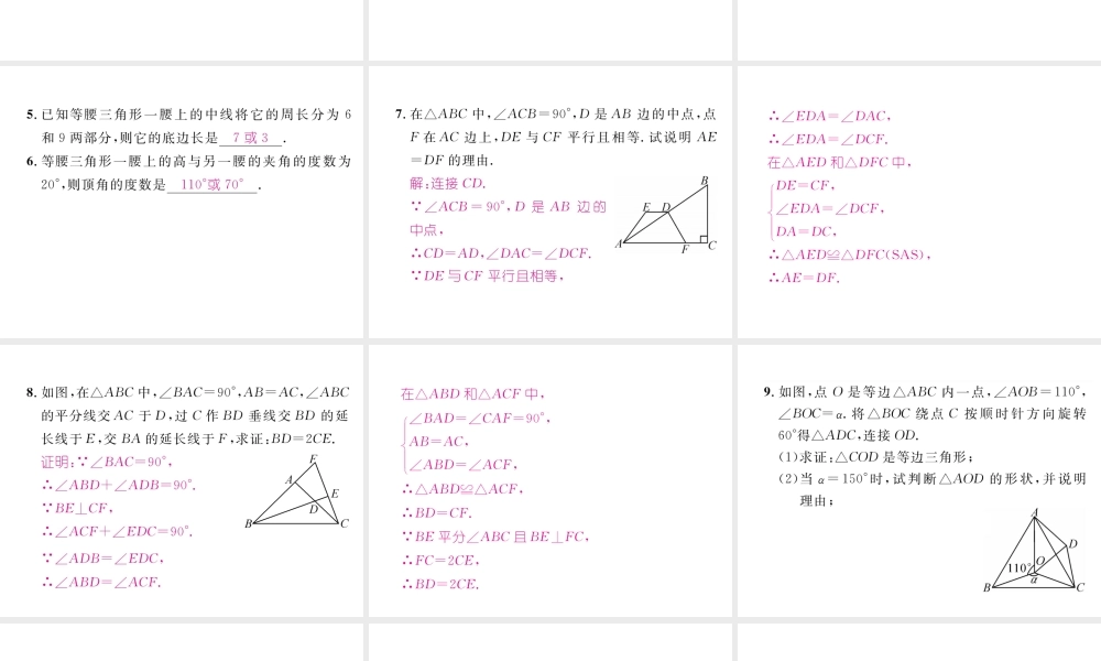 （成都专级数学下册 专题训练 特殊三角形应用作业课件 （新版）北师大版-（新版）北师大级下册数学课件