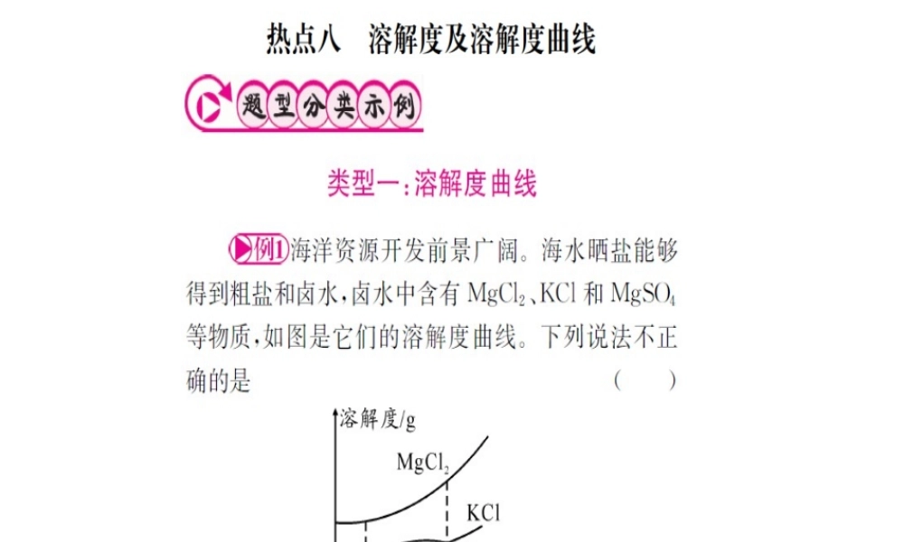 （广西专版）中考化学 第二篇 专题突破 热点八 溶解度及溶解度曲线课件-人教版初中九年级全册化学课件