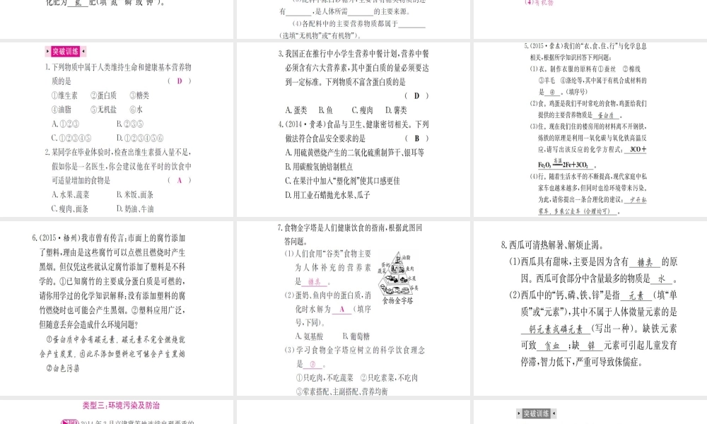 （广西专版）中考化学 第二篇 专题突破 热点二 化学与社会课件-人教版初中九年级全册化学课件